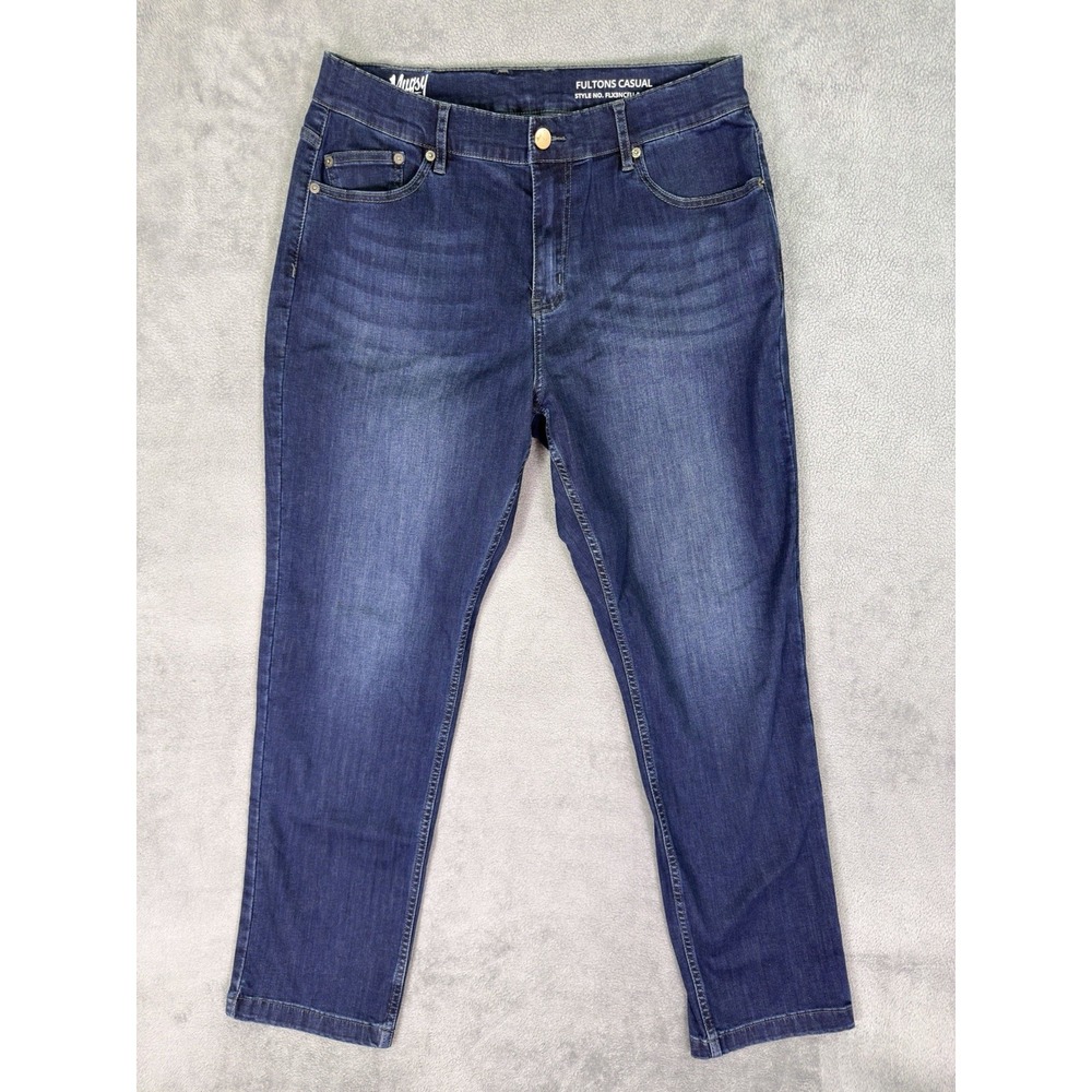 Mugsy Jeans Mens 34x30 Blue Straight Slim Dark Wash Denim Fultons Casual Stretch